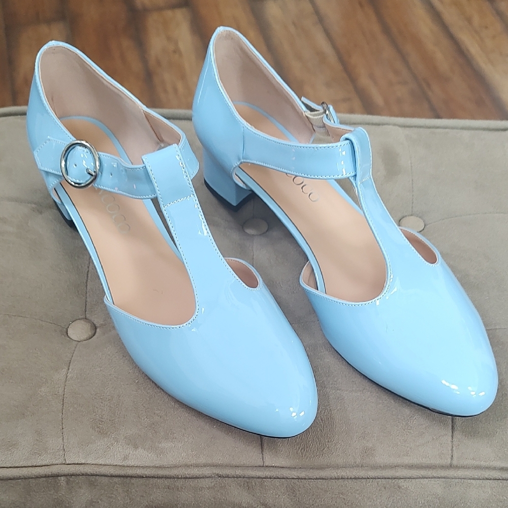 Chic Light Blue Women's Heels With Buckle